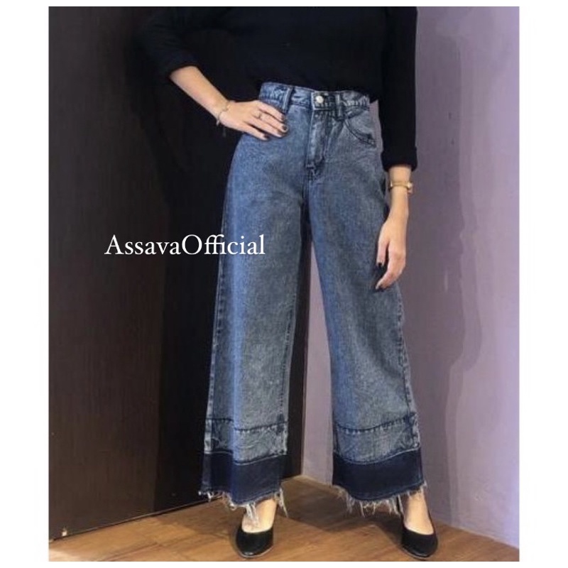 ASSAVA - CULLOTE JEANS SNOW SCARLET - KULOT JEANS HIGHWAIST - VOLCA YASMIN KULOT JEANS - JINS SNOW HIGHWAIST