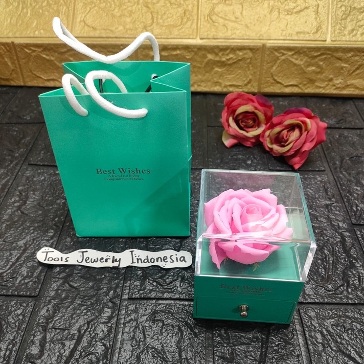 

Kotak Perhiasan Valentine Bunga Mawar Best Wishes - Hijau Tosca