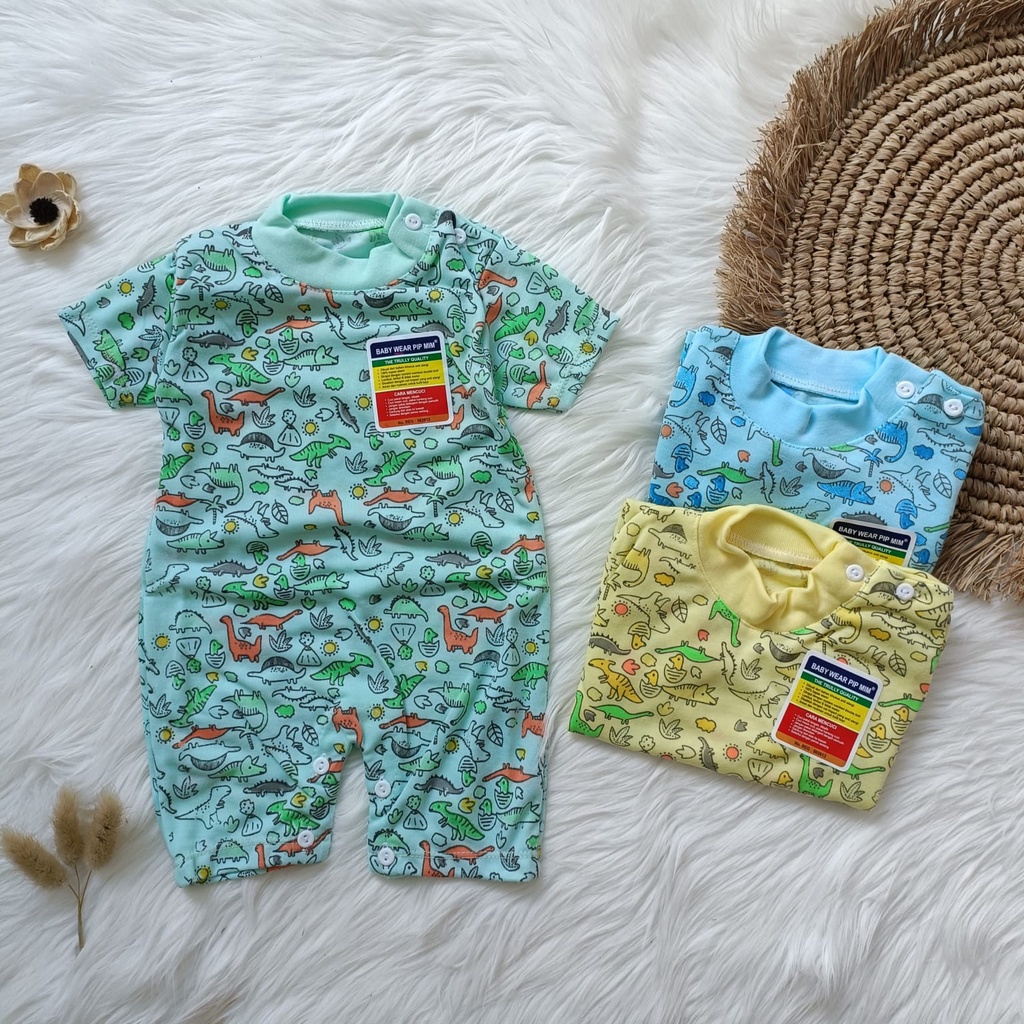 Romper bayi motif dino 0-6 bulan