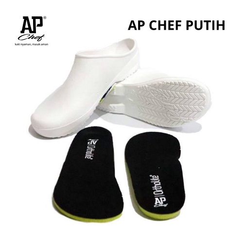 AP CHEF - SEPATU CHEF -  SEPATU DAPUR KARET - AP CHEF 38-45 BLACK &amp; WHITE - AP BOOTS - FANZ STORE