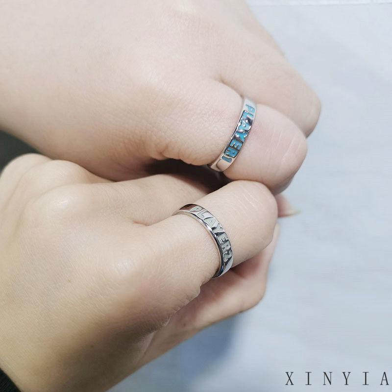 【COD】Cincin Model Terbuka Dapat Disesuaikan Untuk Pria Dan Wanita cincin pasangan bercahaya Hadiah Hari Valentine