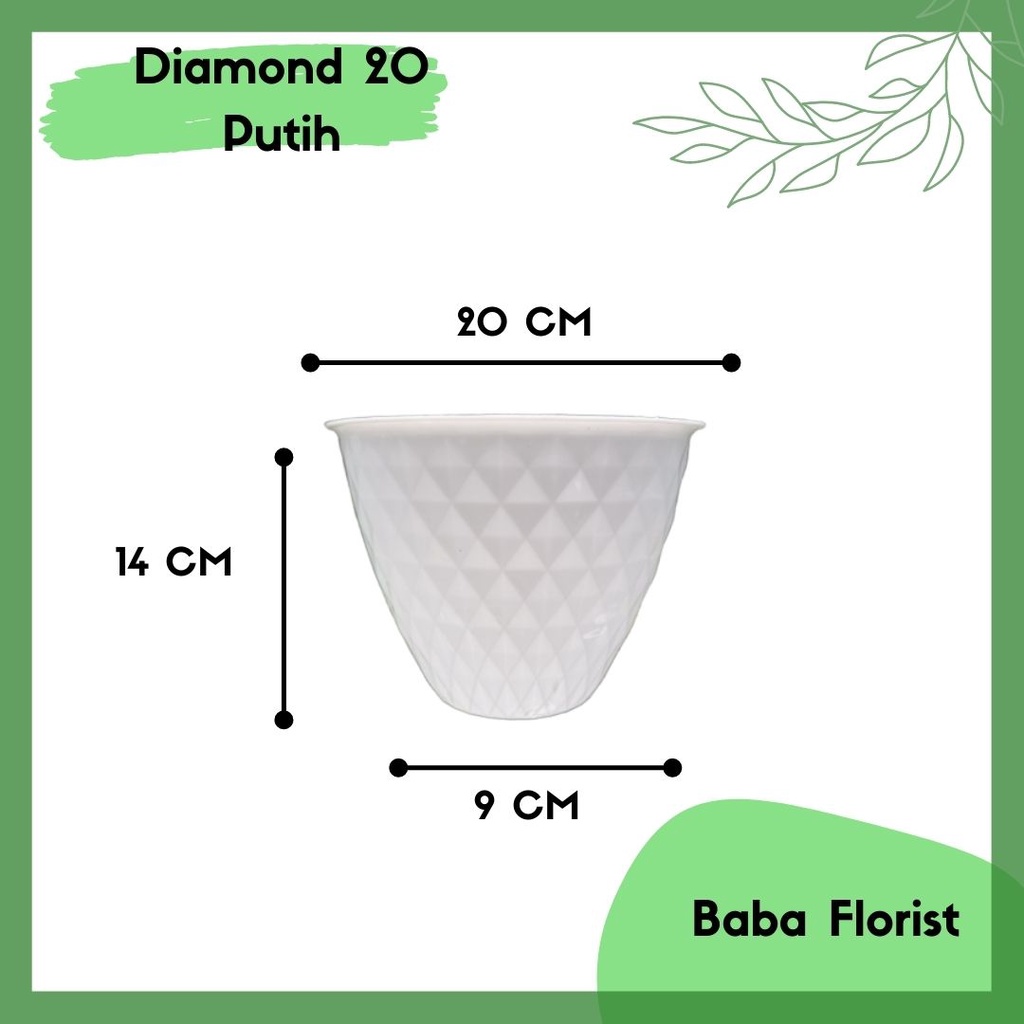 POT DIAMOND 20 - POT DIAMOND 20 PUTIH - POT PUTIH HIAS - POT HIAS - POT TANAMAN 20 CM - POT PERMATA 