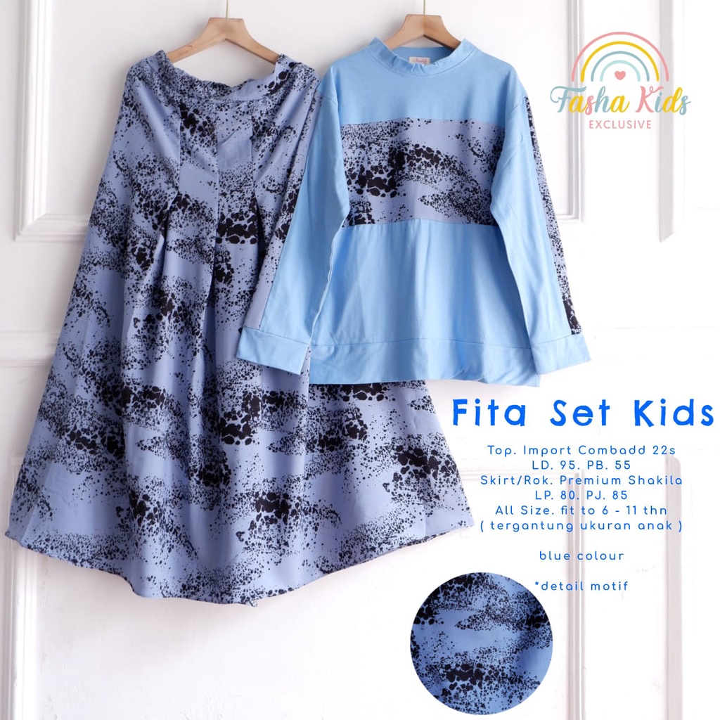 [ GROSIR BAJU ANAK SOLO ] FASHA - FITA SET KIDS SETELAN ATASAN ROK ANAK USIA 6 - 11 TAHUN LD 95