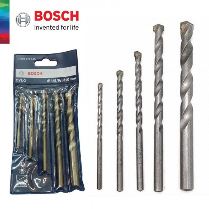 Mata Bor Besi, Kayu, Beton MATA BOR SET BOSCH BETON TEMBOK 5 PCS BOSCH CYL-2 ORIGINAL 2mm 3mm 4mm 5mm 6mm 8mm 10mm Termurah