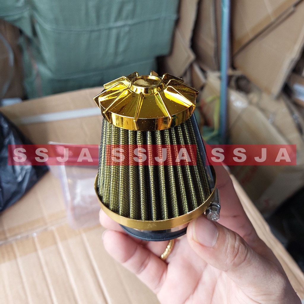 Filter Udara Saringan Udara Motor variasi Filter Untuk Motor karbulator PE / standar UNIVERSAL Motor anda lebih Bertenaga Model MAHKOTA Warna gold