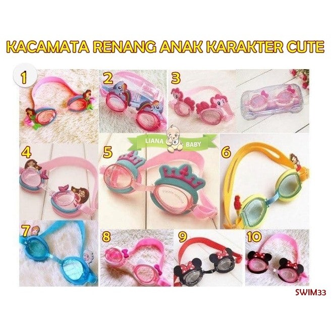 SWIM33 KACAMATA RENANG ANAK KARAKTER CUTE GIRL AND BOY