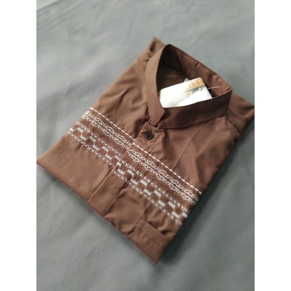 Grosir Baju koko murah/koko lengan pendek-coklat tua (katun)