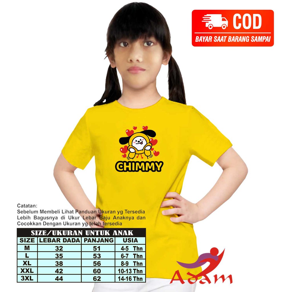 Adm 001 Baju Kaos Anak Perempuan / T-Shirt Distro / Atasan Cewek CHIMMY BT21 00002 Atasa Wanita