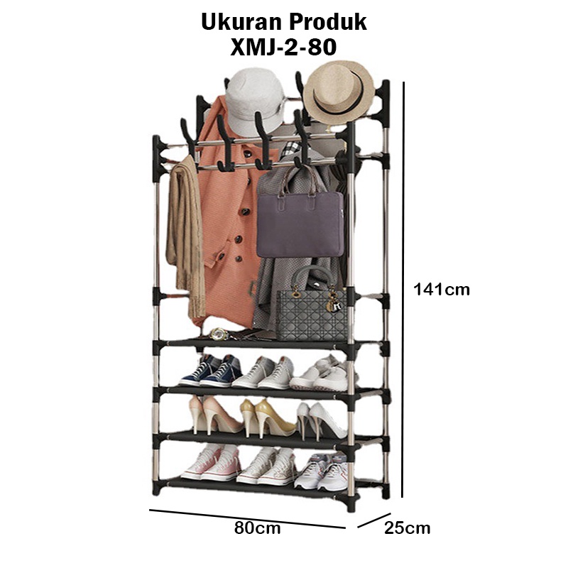 Stand Hanger Rak Sepatu Susun Rak Gantung Tas Portable Stainless Rak Serbaguna Multifungsi