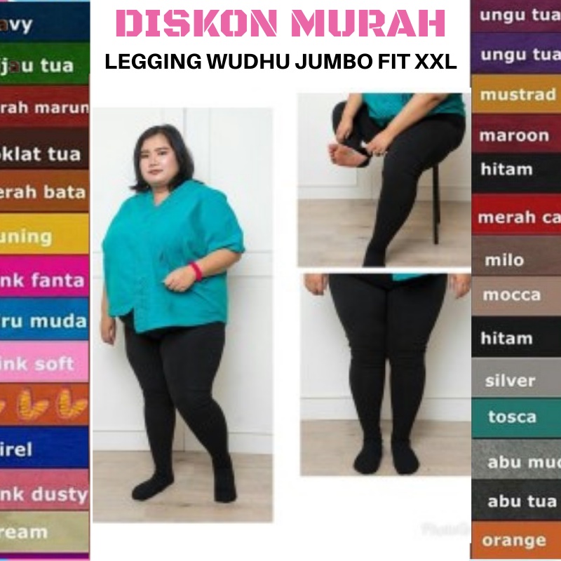 Diskon - Legging Wudhu Super Jumbo Big Size Bahan Jersey Tebal Leging Wudhu Wanita Muslimah