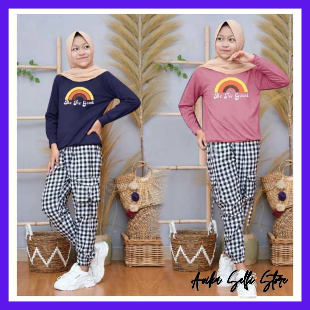 Baju Setelan Celana Panjang Hoodie Anak Perempuan Tanggung Usia 9 10 11 12 13 Tahun Trend Kekinian M