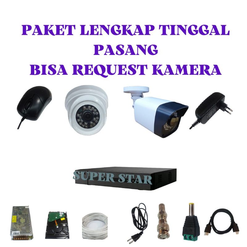 Paket cctv 4 chanel 4 camera lensa 5mp 1080p full hd ir sony lengkap siap pasang