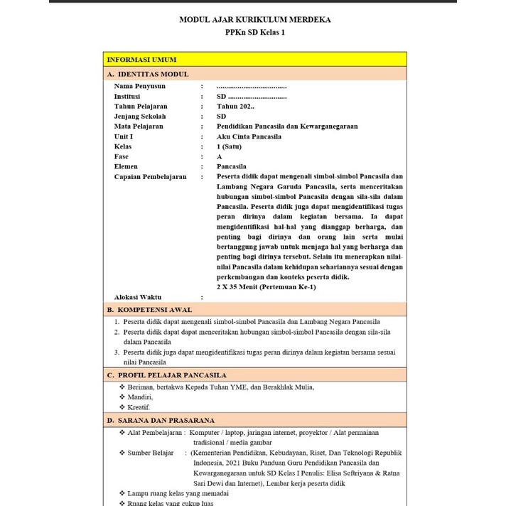 MODUL AJAR KURIKULUM MERDEKA FASE A&amp;B SD KELAS 1 &amp; 4, 2 SEMESTER (TINGGAL PILIH MAPEL YANG KAMU SUKA)