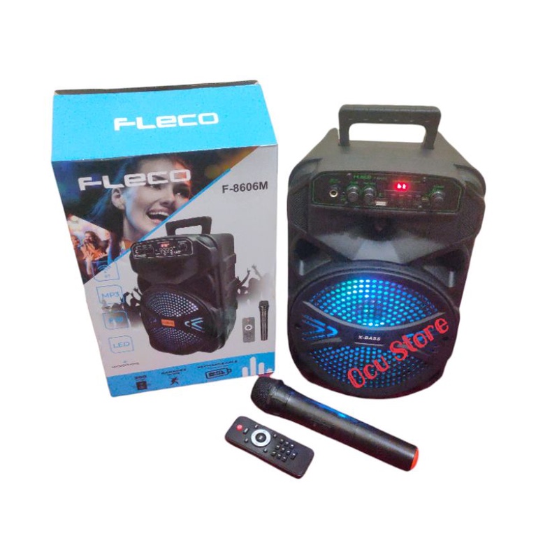 SPEAKER BLUETOOTH KARAOKE PORTABLE FLECO F-8606M SUPER BASS