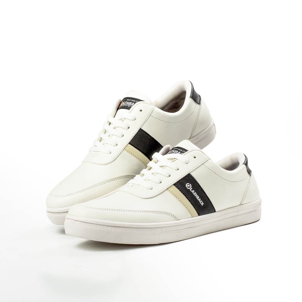 FLAZHBACK WHITE BLACK - Sepatu Sneakers Pria Casual Original - Snekers Pria