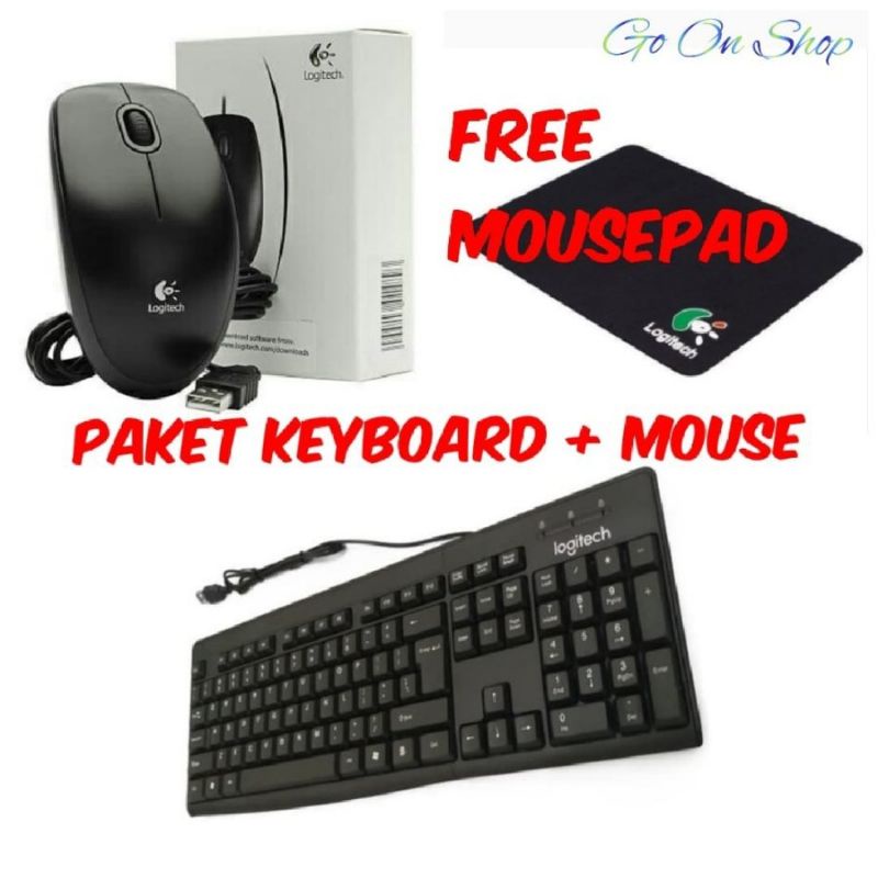 Paket Komplit Keyboard USB + Mouse + Mousepad Logitech