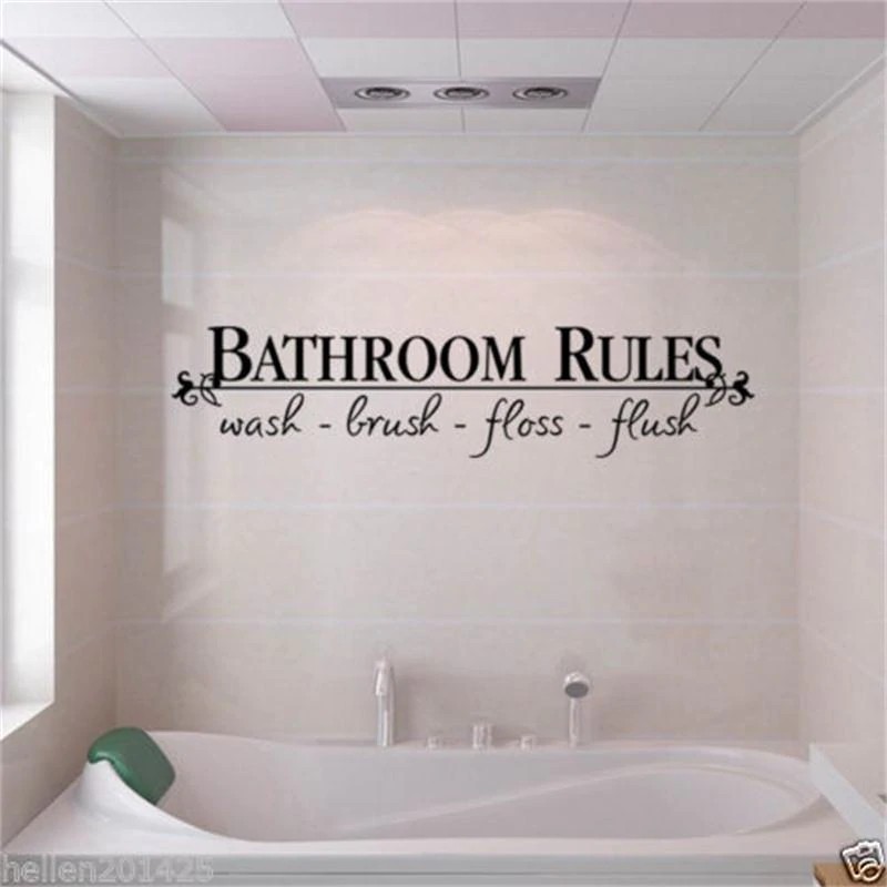 Jual Bathroom Rules Door Sign Vinyl Quotes Lettering Words Wall Stickers Bathroom Toilet Indonesia|Shopee Indonesia