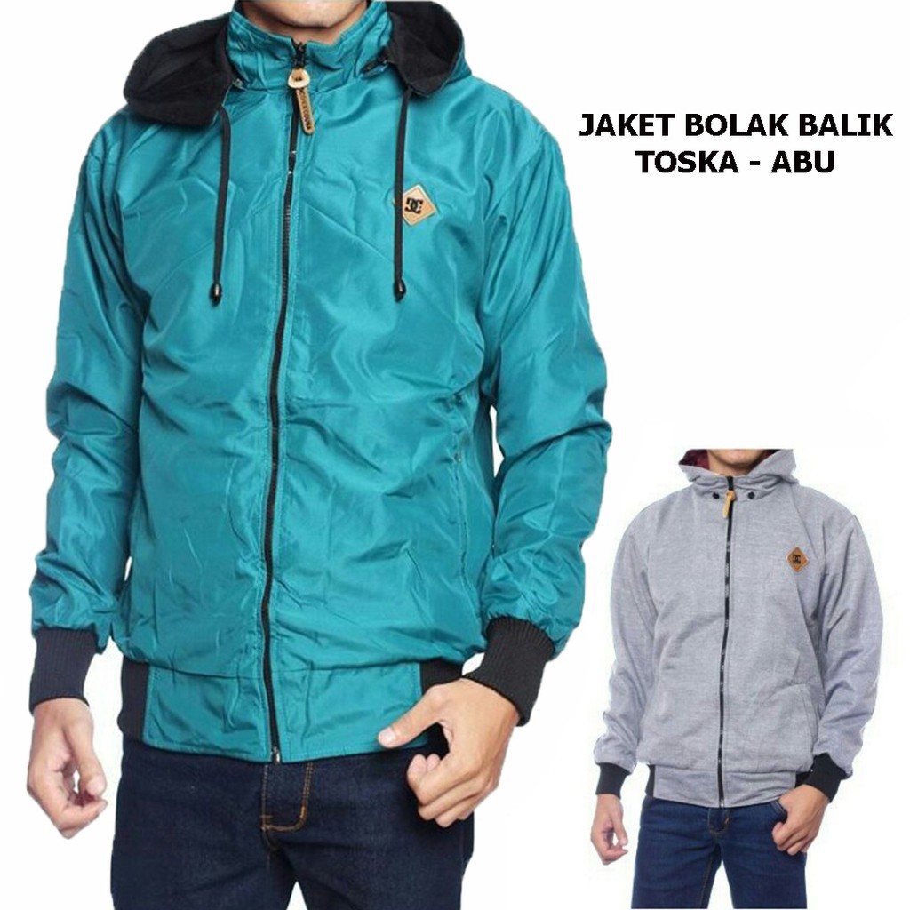 JAKET BOLAK BALIK PRIA BB 2in1 PARASUT ANTI AIR FLEECE SIZE M L XL-TOSCA ABU