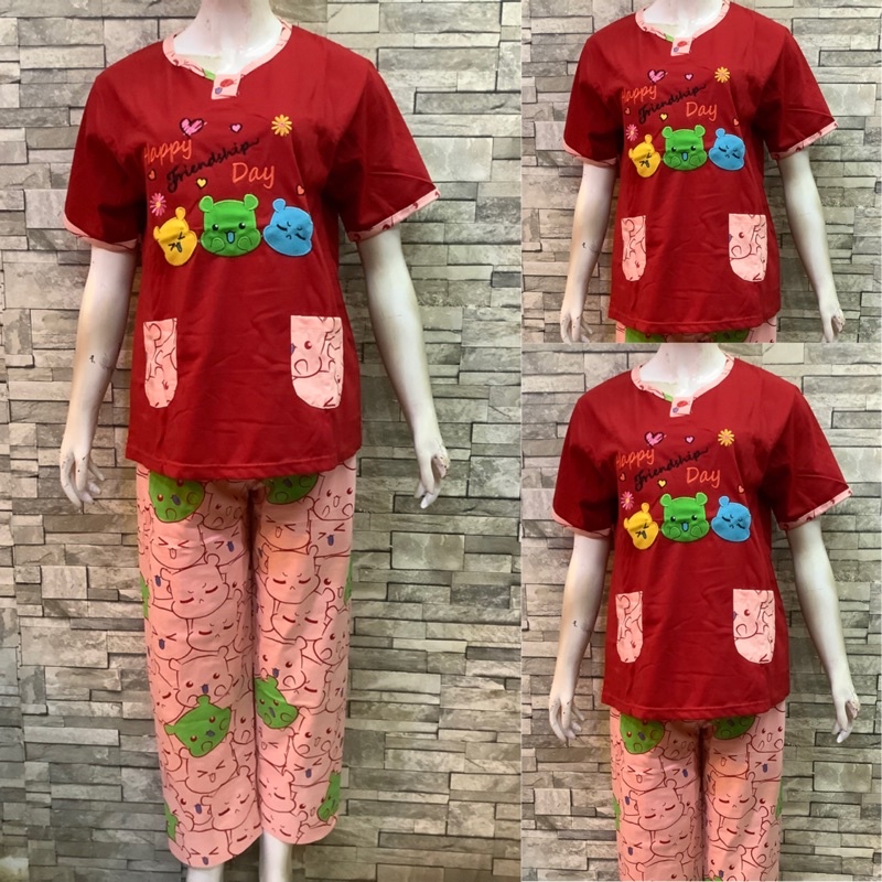 CP DAILILAN STANDAR | BAJU TIDUR | COD | PIYAMA-Friendship Merah