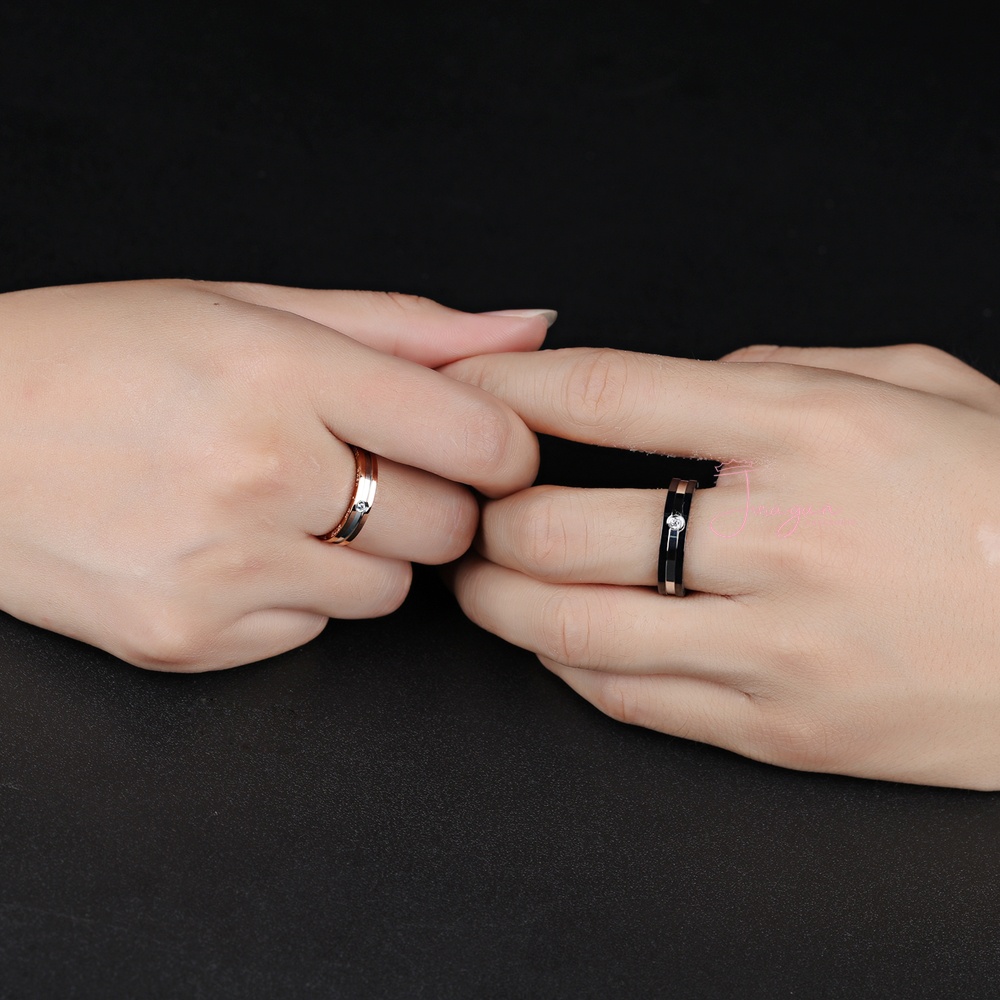 [HIGH QUALITY] Cincin Couple Ukir Nama R02 Titanium Anti Karat Anti Hitam + BONUS Gelang