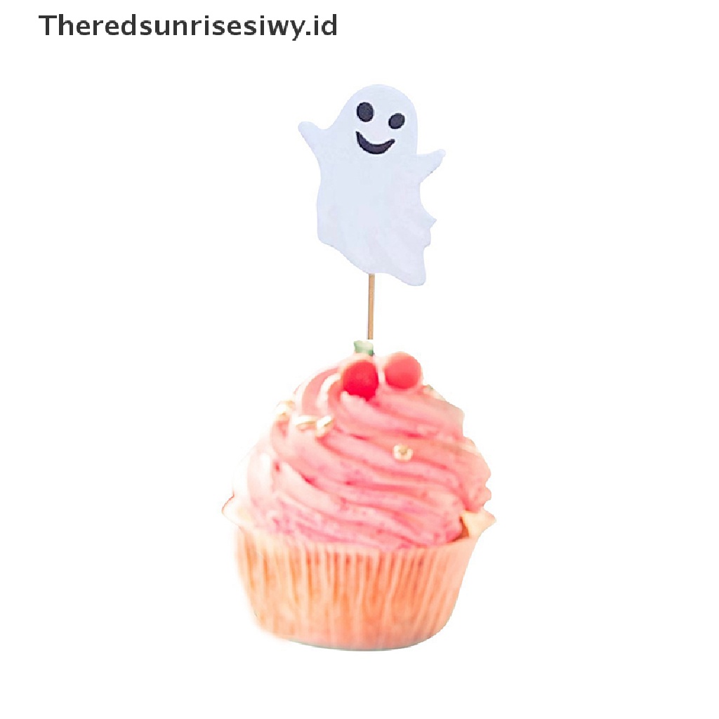 # Alat Rumah Tangga # 48pcs Topper Cupcake Desain Kartun Hantu Halloween Untuk Dekorasi