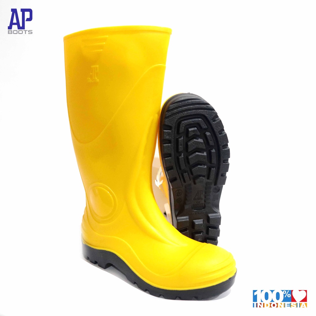 AP SAFETY S5 YELLOW 44-46 BIG SIZE- SEPATU BOOT SAFETY KARET- AP BOOTS