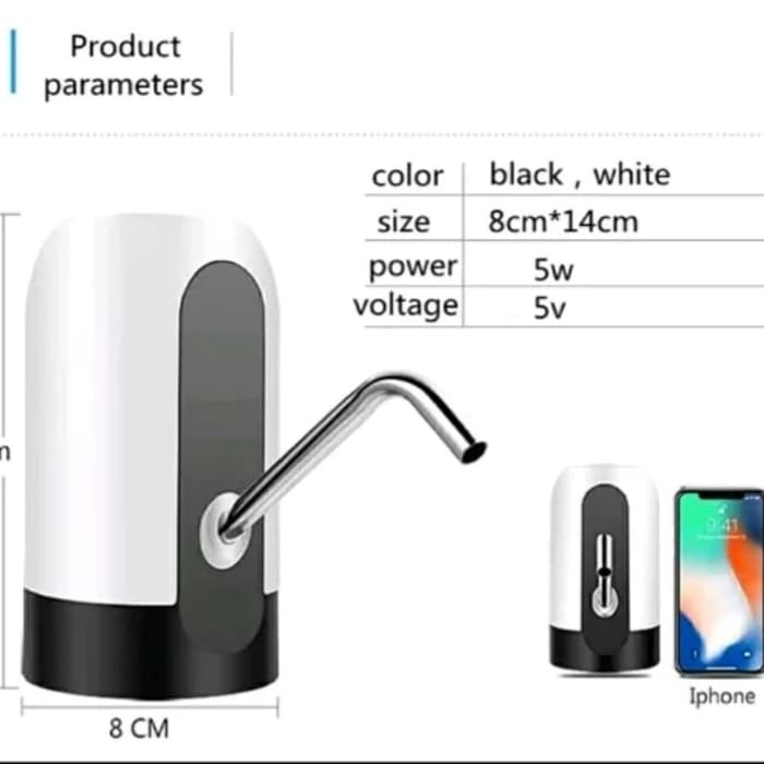 Smart Water Dispenser LED Automatic Rechargeable / Pompa Galon Air Rechargeable USB