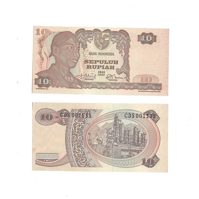 Uang kuno Indonesia 10 Rupiah 1968 Seri Soedirman