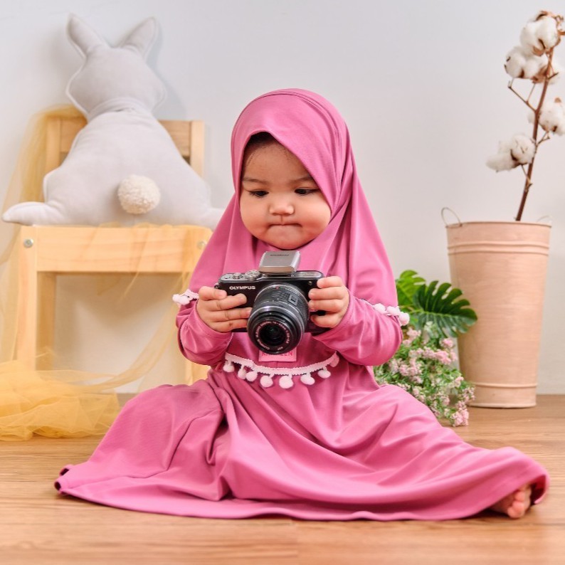 Gamis Bayi Cantik / Gamsi Bayi Perempuan Pompom 1-5 Tahun Khaireen / Gamis Anak