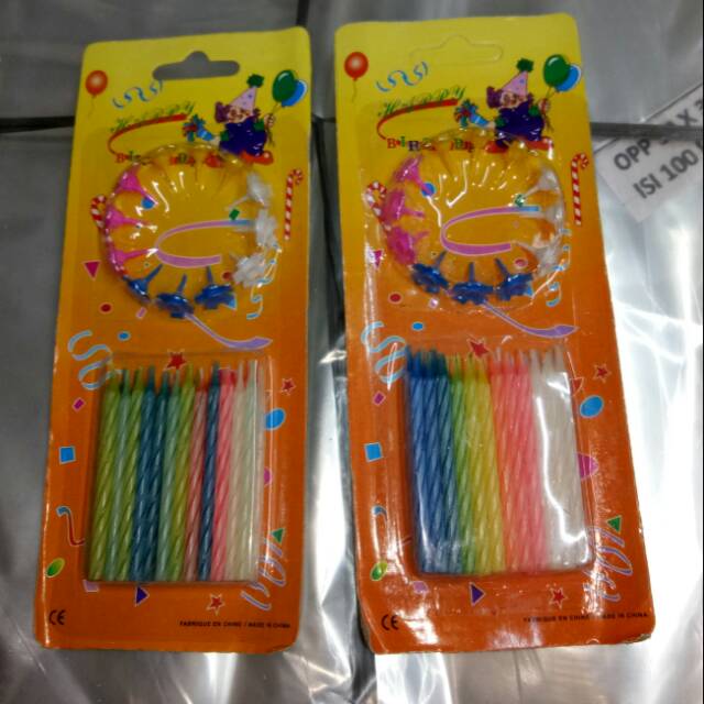 Lilin Ultah Lilin papermint stripe lilin ulir kecil @24pcs