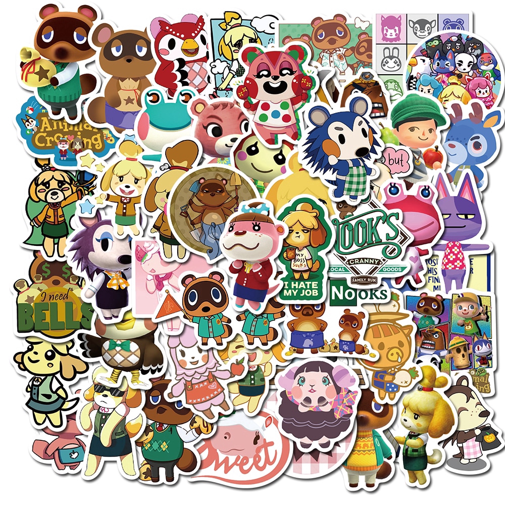 50pcs Pack Hot Game Sticker Animal Crossing Stickers For Skateboard Guitar Motorcycle Laptop Girls Waterproof Sticker Toy