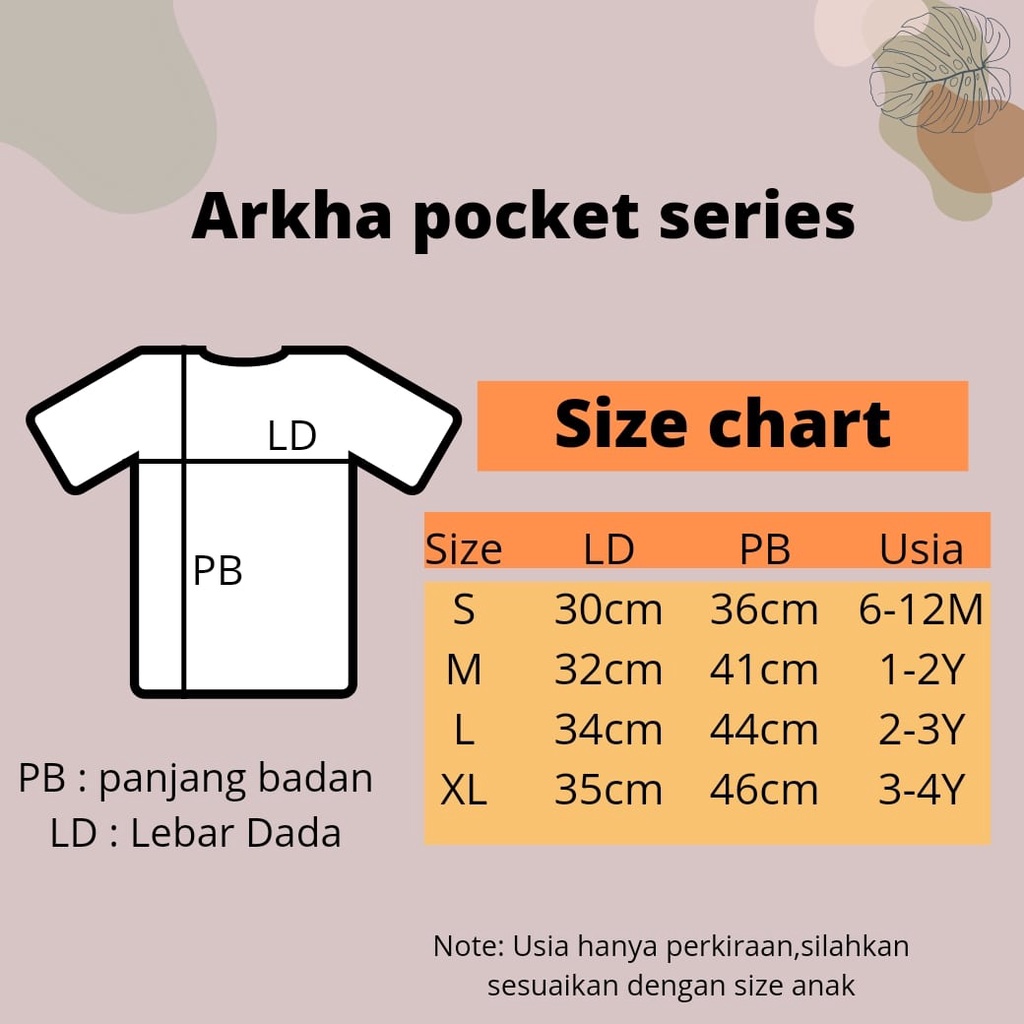 Yameena Kids Baju Kaos Anak Unisex Arkha Saku Anak Laki Laki Dan Perempuan Untuk Usia 6 Bulan-4 Tahun By Yameenakids