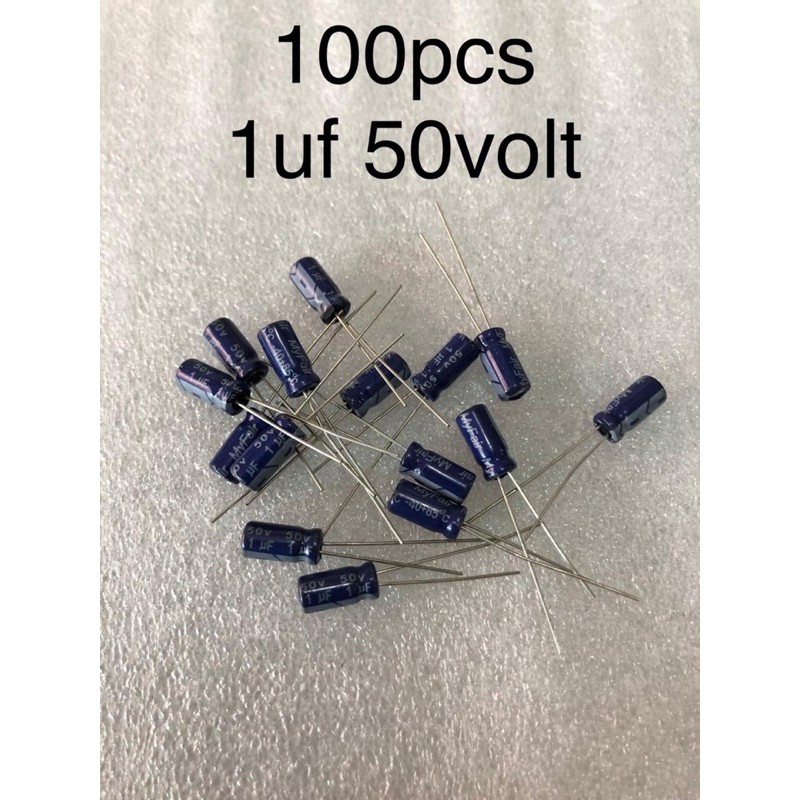 100Pcs Capacitor Elco 1uf 50v Kapasitor Elko 1uf 50v