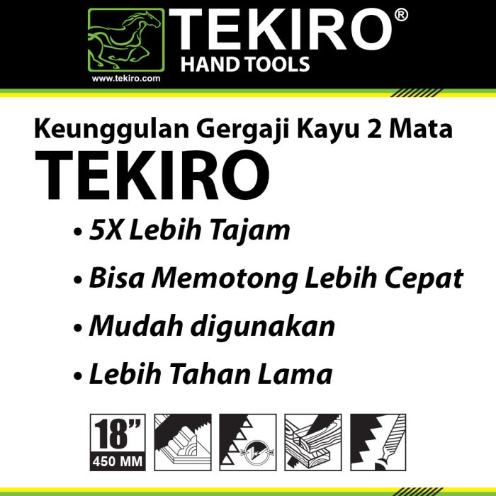 TEKIRO GERGAJI TANGAN GAGANG TPR 18 INCH 2 MATA