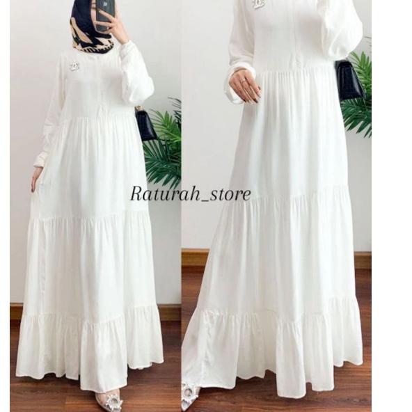 Sudah READY.. Gamis Putih Wanita / Hanum Dress / Gamis Polos / Gamis Busui / Homey Dress Susun Rayon