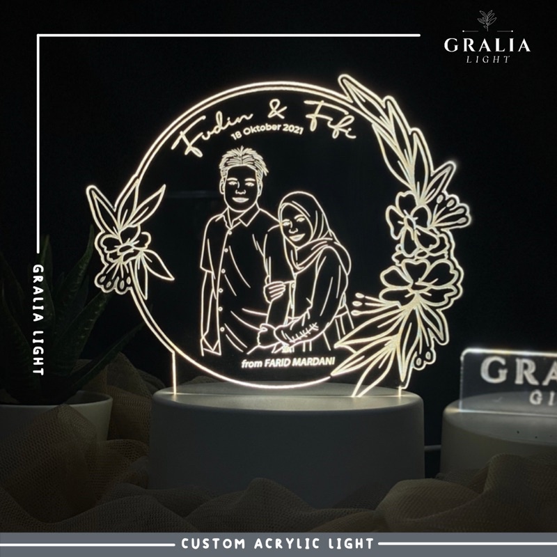 [ Promo] Lampu Custom Foto / Lampu Acrylic / Kado Ulang tahun / Arcylic Lamp