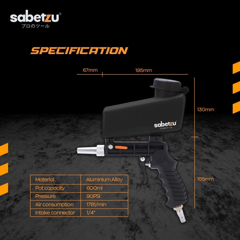 Sand Blasting Gun Sabetzu Spray Gun Sand Blaster Alat Semprot Sprayer Pasir Penghilang Karat Sandblasting