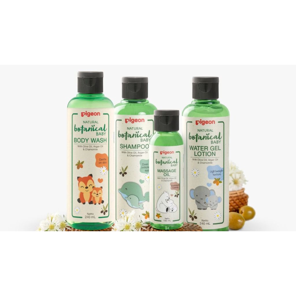 ♥BabyYank♥ Pigeon Natural Botanical Baby 240ml Body Wash, Shampoo, Massage Oil &amp; Water Gel Lotion