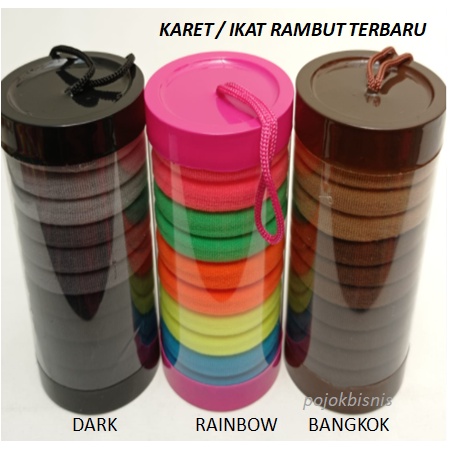 KARET IKAT RAMBUT TERBARU TABUNG ISI 10 PCS