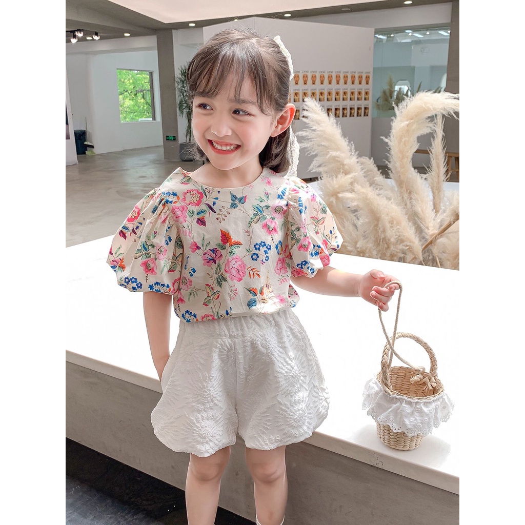 (LOLI-JKT) BS-167 STELAN ANAK CEWEK CELANA BUNGA BLOUSE SIZE 100-140