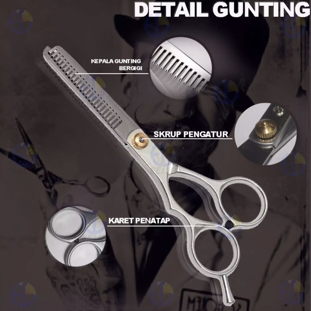 Gunting Sasak Gerigi Stylish Potong Rambut Tajam Shaggy Stainless Steel Scissors