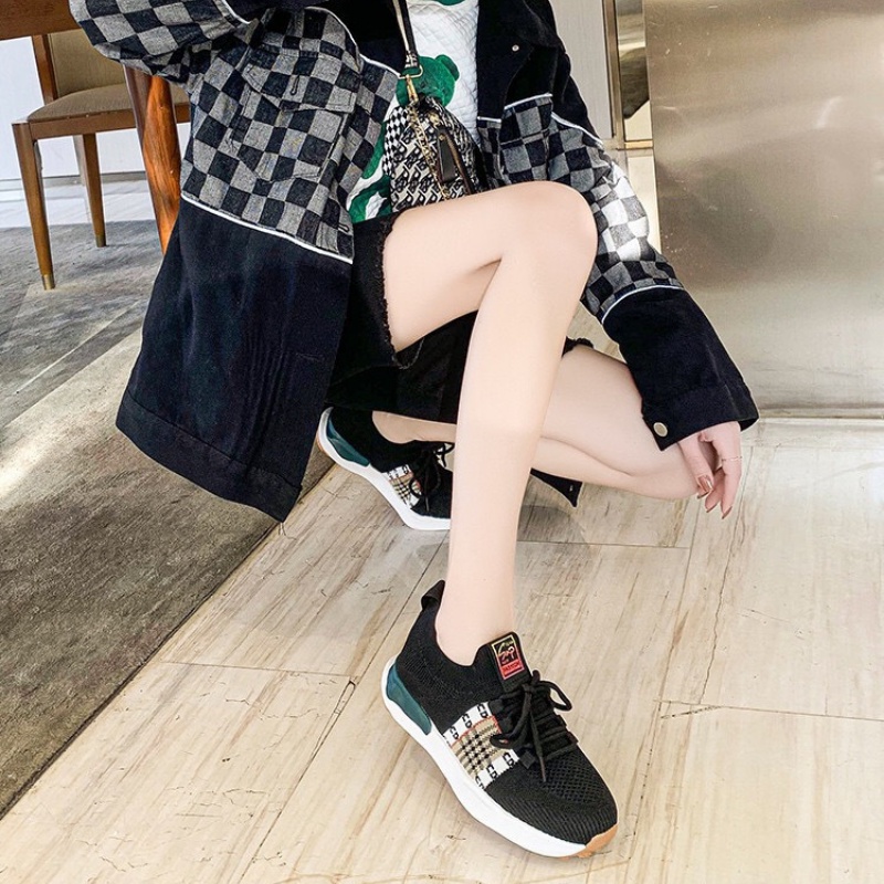 RYX - Plaid Ribbon Sepatu Sneakers Tali Wanita Fashion Casual - Ori Import