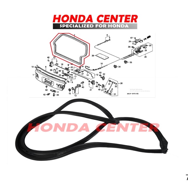 karet bagasi weatherstrip tailgate honda civic estilo 1992 1993 1994 1995