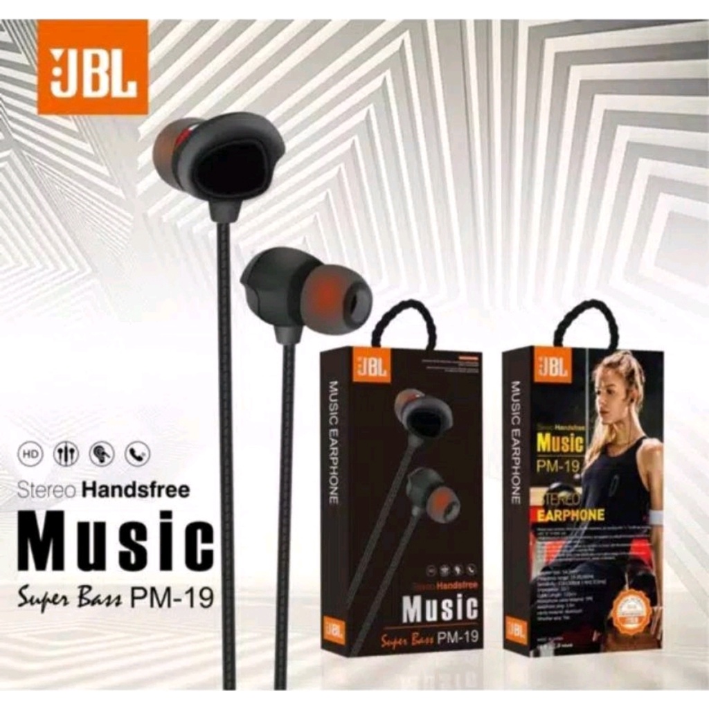 HEADSET HANDSFREE JBL PM-19 STEREO BASS EARPHONE JBL