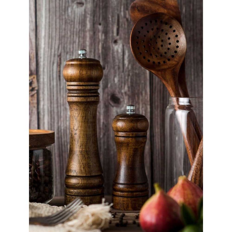 Penggiling Biji Lada Garam Manual Kayu Spice Pepper Mill Grinder