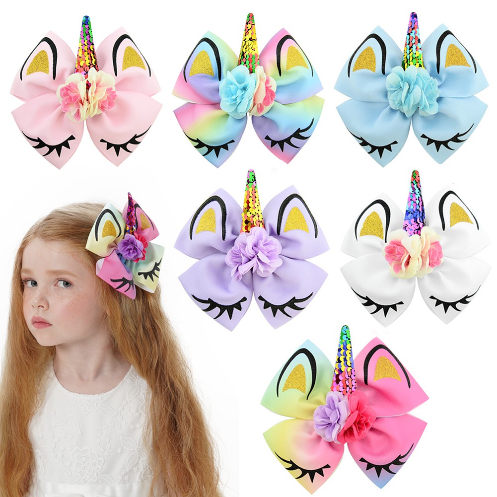 Busur Unicorn Gadis Jepit Rambut Anak anak Fashion Busur Unicorn Gadis Jepit Rambut Anak anak Fashion