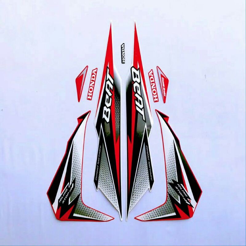 SETIKER SETRIPING BEAT 2018 ISS IDLING STOP BODY MERAH PUTIH SETANDAR