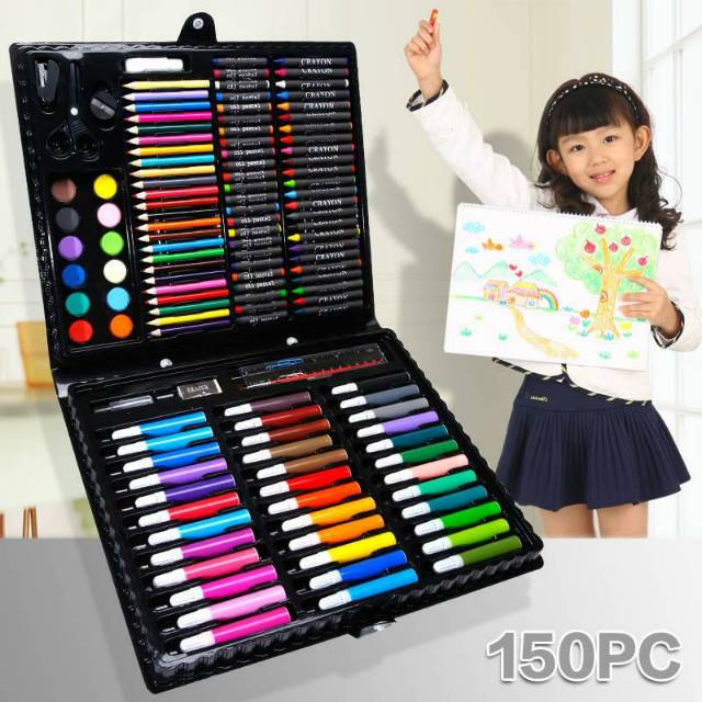 150 pcs pensil warna alat tulis set crayon colouring set 150 pcs art set