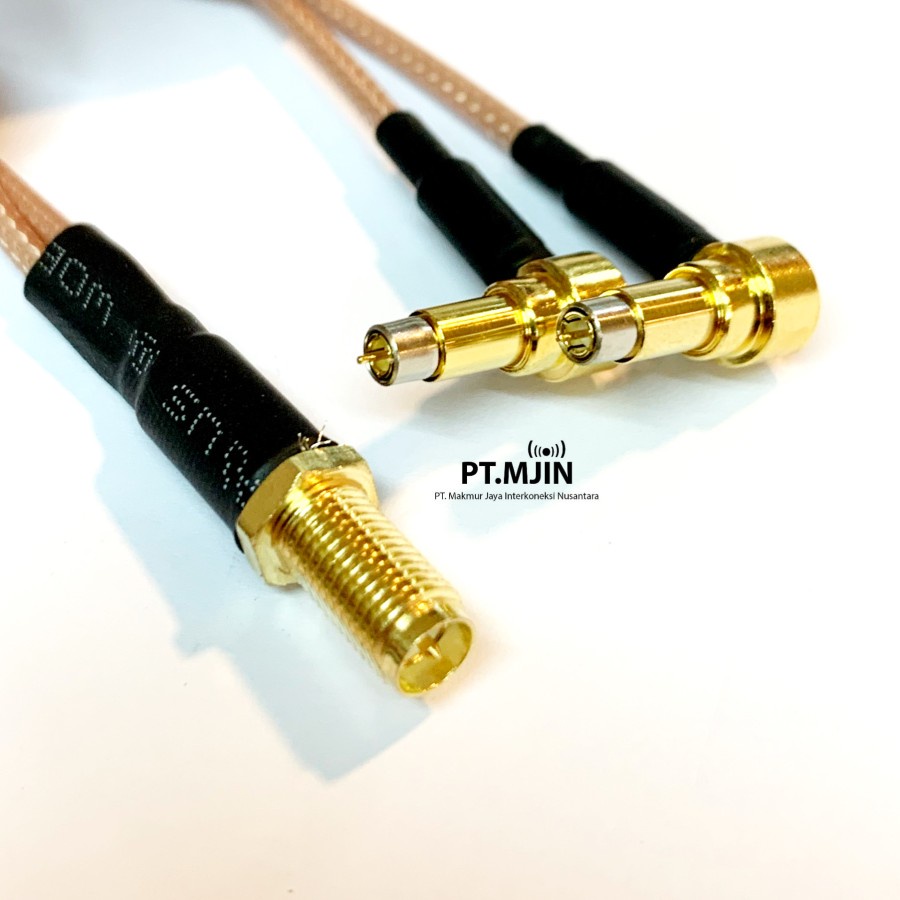 Kabel Dual Pigtail Rg316 Mf90 ke RP SMA female Panjang 15Cm