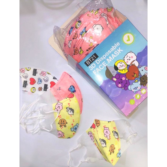 Masker Duckbill isi 50pcs/Box BAYI BATITA BTS BT21 KOREA IDOL FASHION DISPOSABLE MASK IMPORT Anti Virus